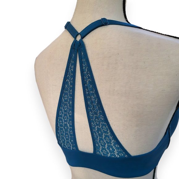 Victoria's Secret Perfect Shape Lined Racerback Demi Bra 34D Blue - Picture 4 of 11